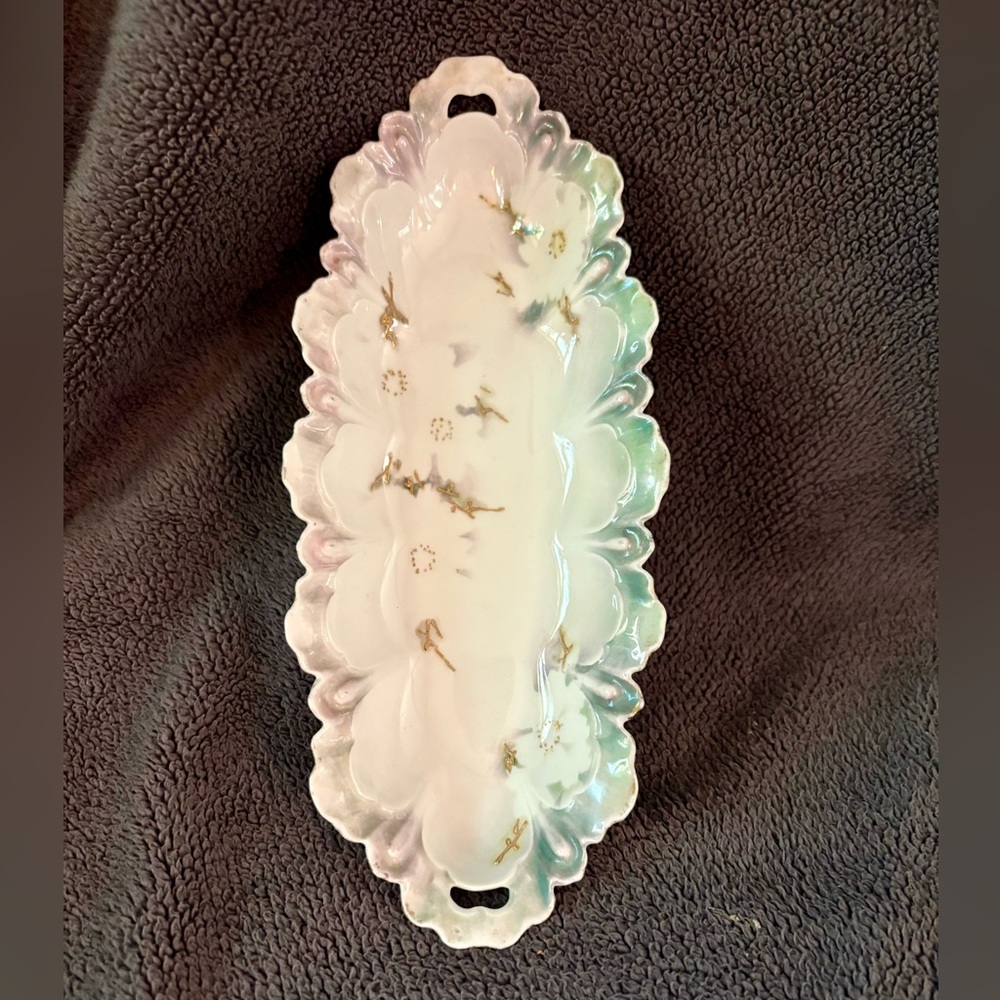 Antique RS Prussia Floral Relish Celery Dish